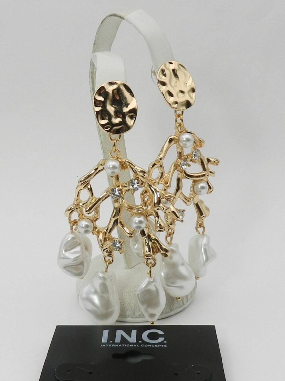 I.N.C. International Concepts Gold-Tone Crystal & Imitation Pearl Reef Earrings